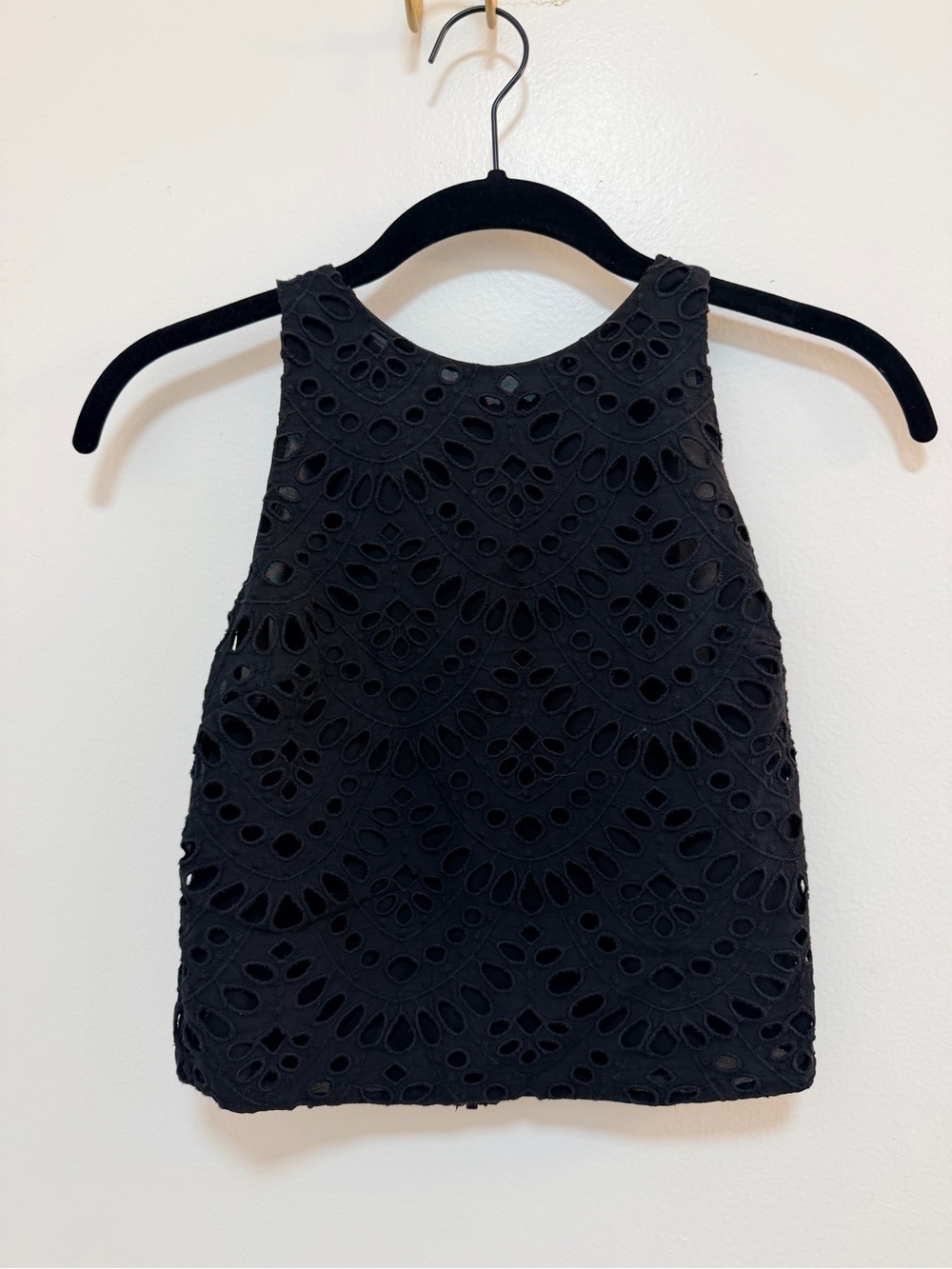 Alice + Olivia Black Eyelet Crop Top